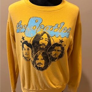 The Beatles Graphic Yellow Crewneck Sweater